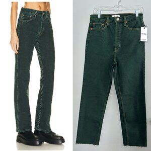 Re/Done NWT Denim Jeans Size 28 US 90s High Rise Loose Stove Pipe Evergreen